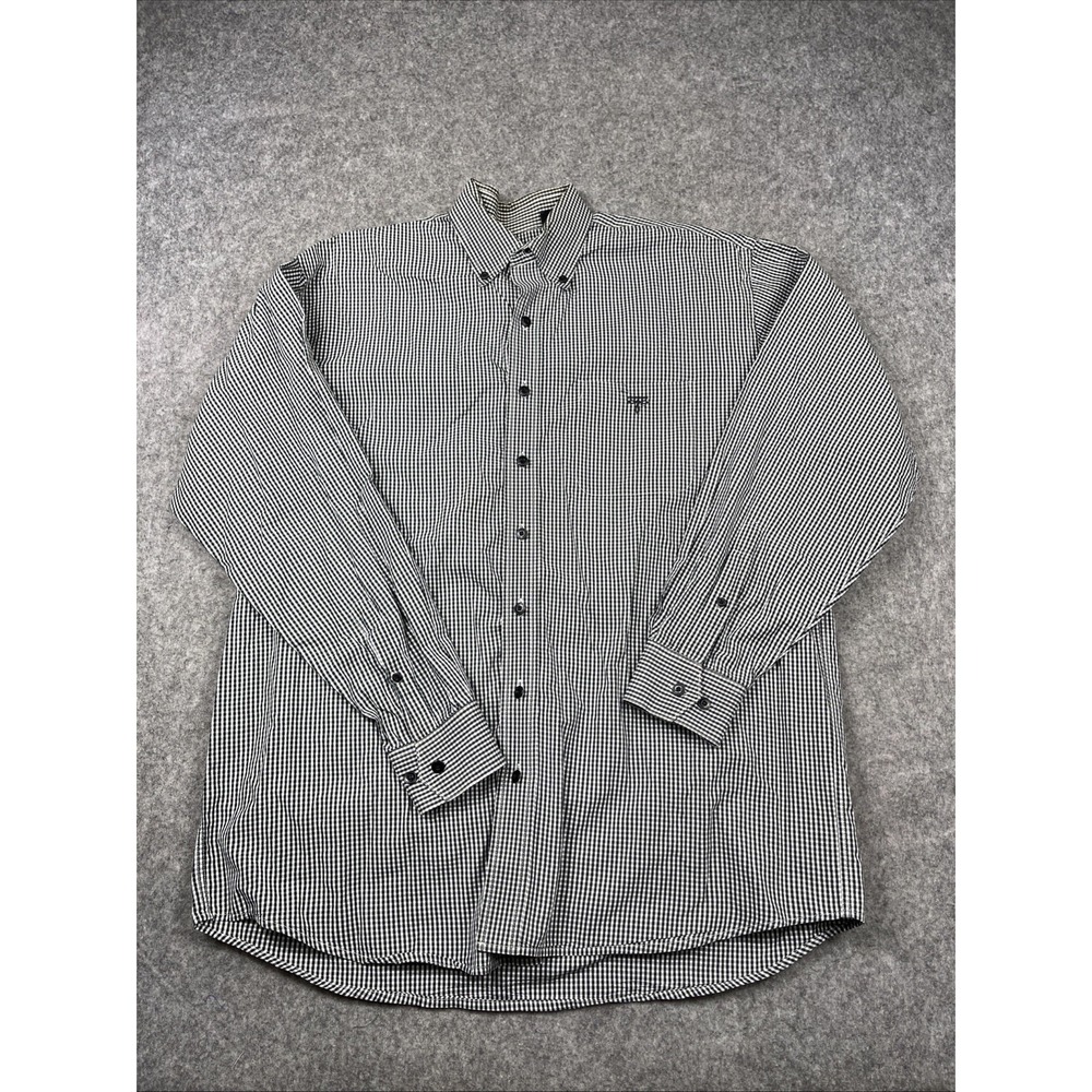 Lucchese Shirt Mens Large Black Gingham Check Classic Button Up Western